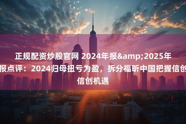正规配资炒股官网 2024年报&2025年一季报点评：2024归母扭亏为盈，拆分福昕中国把握信创机遇